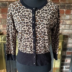 Premise Leopard Print Cardigan - Black and Tan